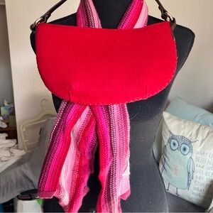 Banana Republic Factory striped scarf and matching red felt handbag